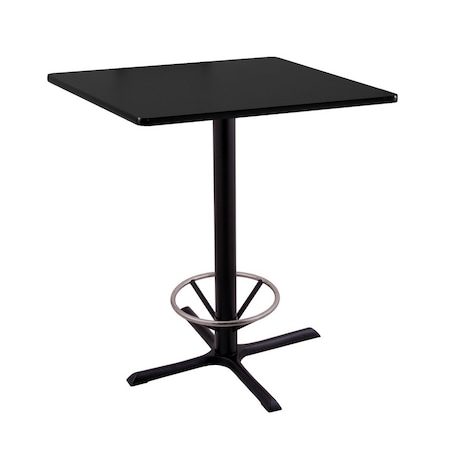 Holland Bar Stool Co 36" 211 Black Table, 36" x 36" Square Top, Foot Ring 211-3036BW36SQFTRG